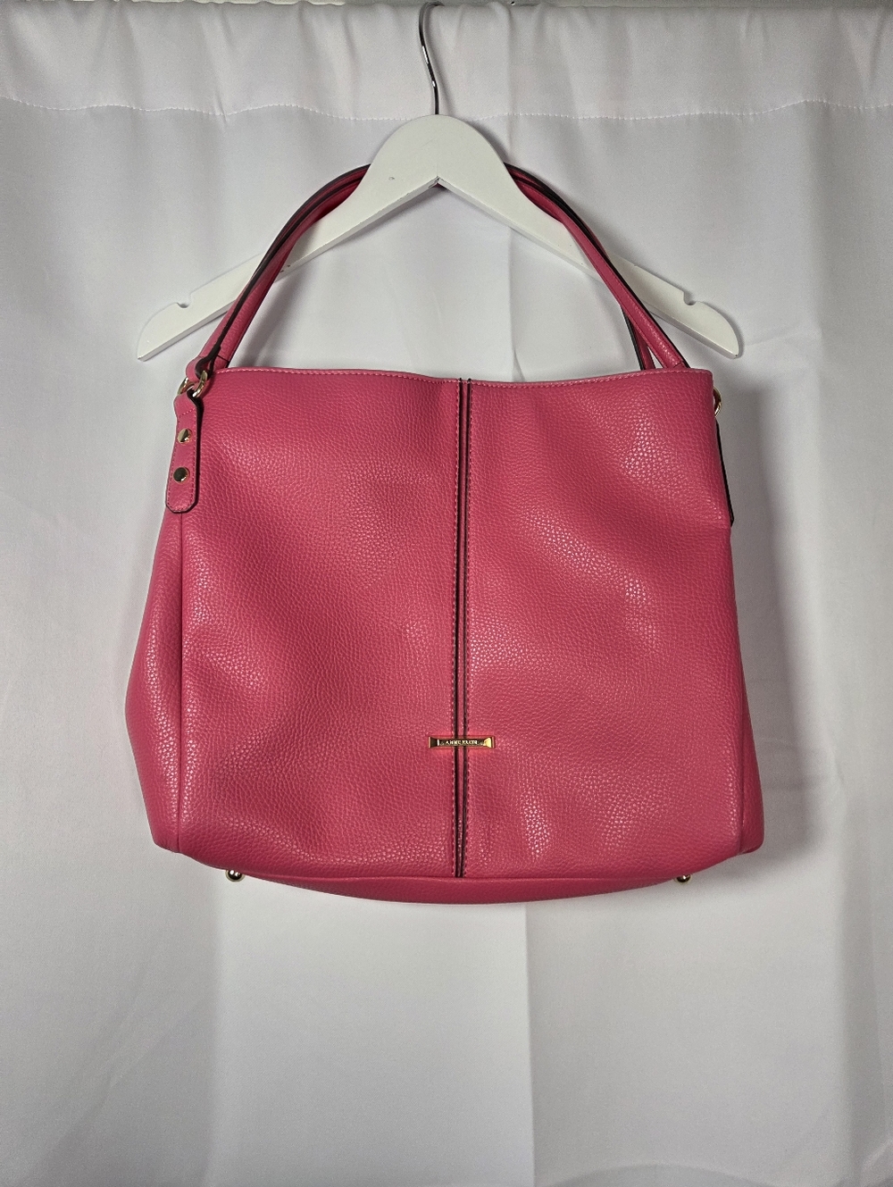 Anne Klein Carry All Tote Shoulder Bag Handbag Purse Pink Pebbled Faux Leather